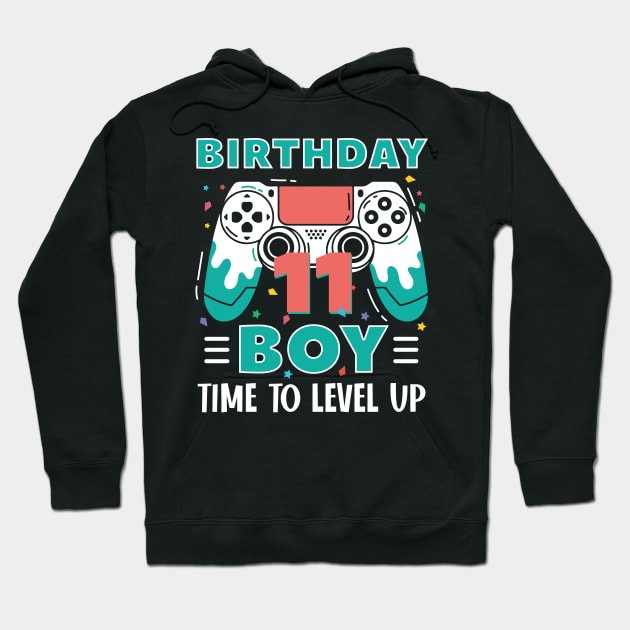 11th Birthday Boy Gamer Funny B-day Gift For Boys kids toddlers Hoodie by Patch Things All